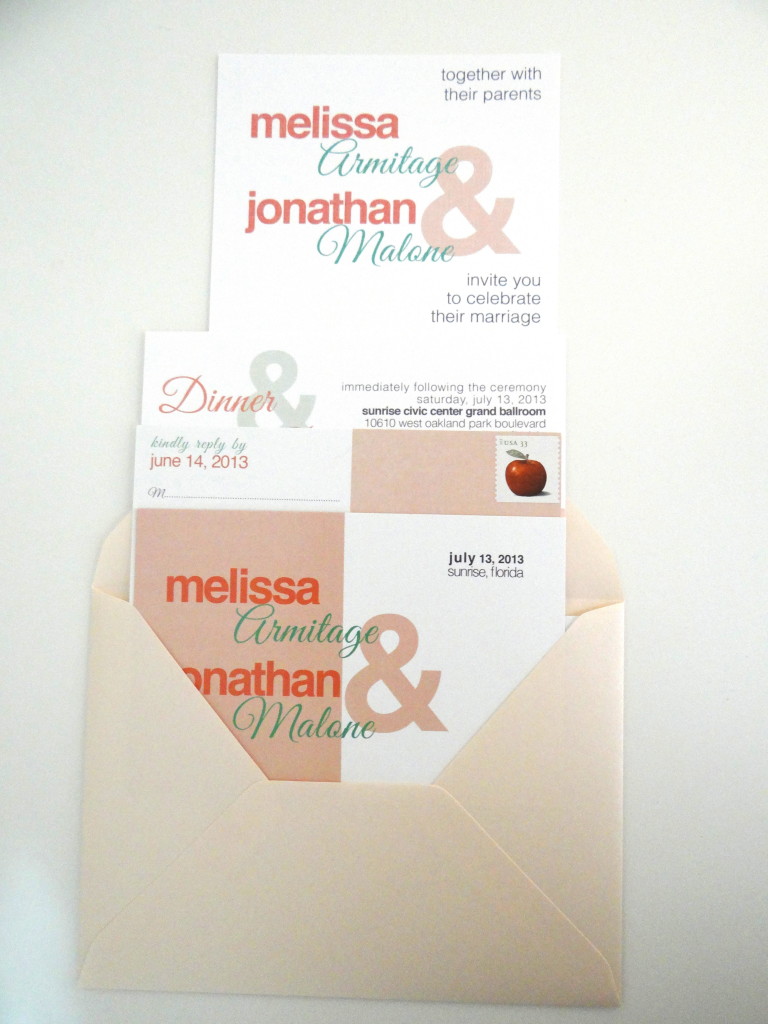 Wedding Invitation Design South Florida Coral and Teal